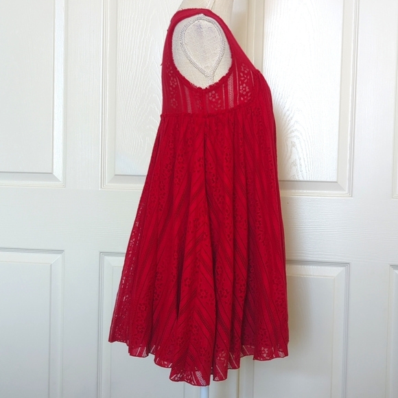 Free People Tu-Es-La Maroon Red Lace Babydoll Mini Dress - Picture 5 of 8